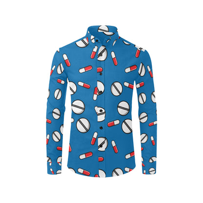 Pill Pattern Print Design A05 Men's Long Sleeve Shirt