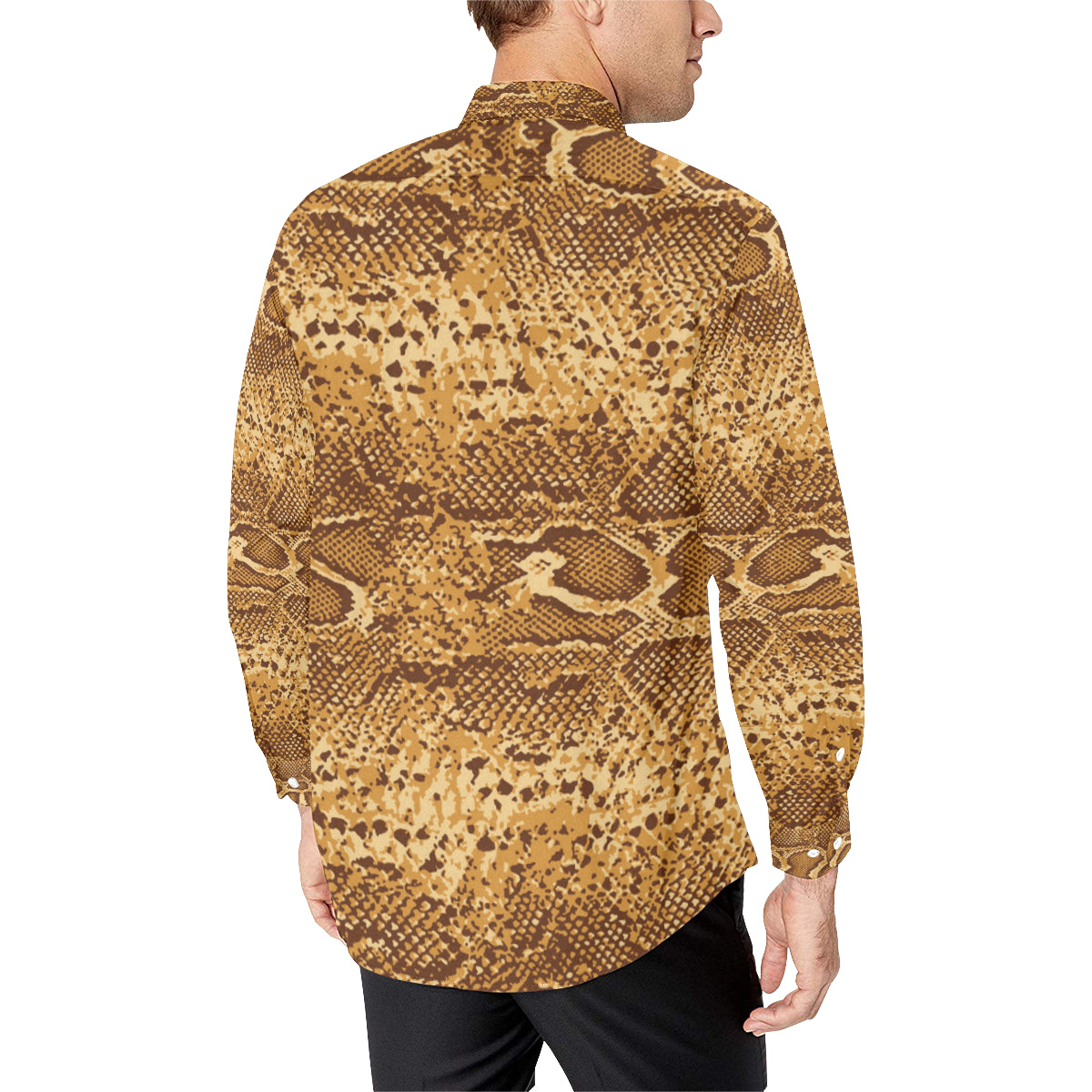 Python Brown Pattern Print Design A03 Men's Long Sleeve Shirt