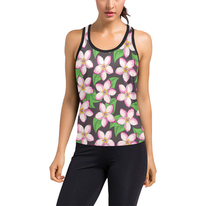 Pink Plumeria Pattern Print Design PM019 Women's Racerback Tank Top