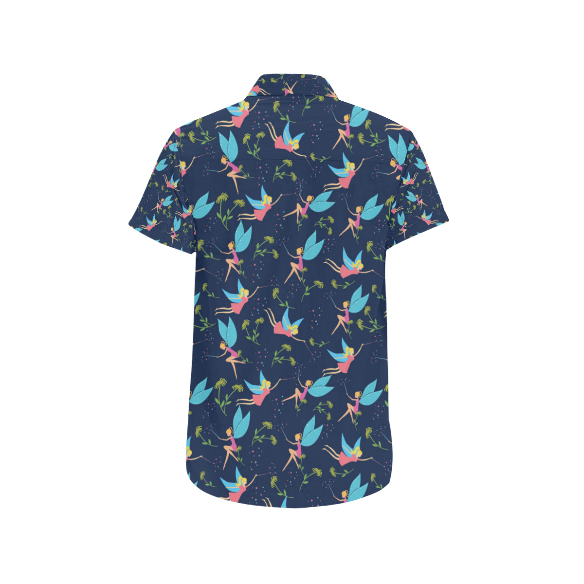 Fairy with flower Print Pattern Men's Short Sleeve Button Up Shirt