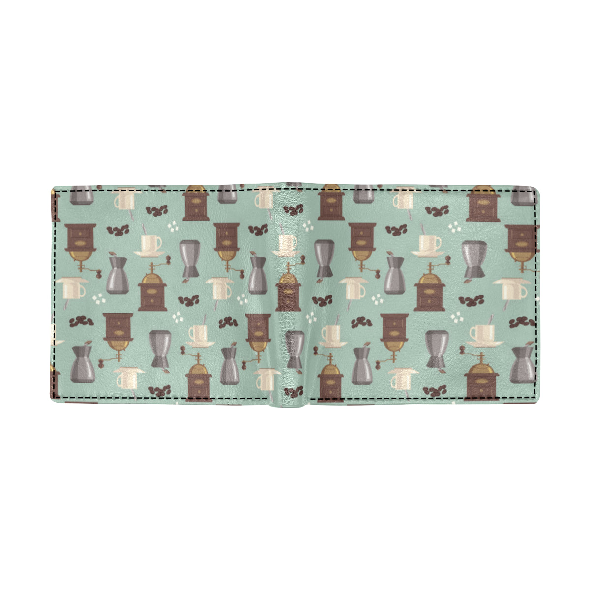 Coffee Pattern Print Design 04 Men's ID Card Wallet