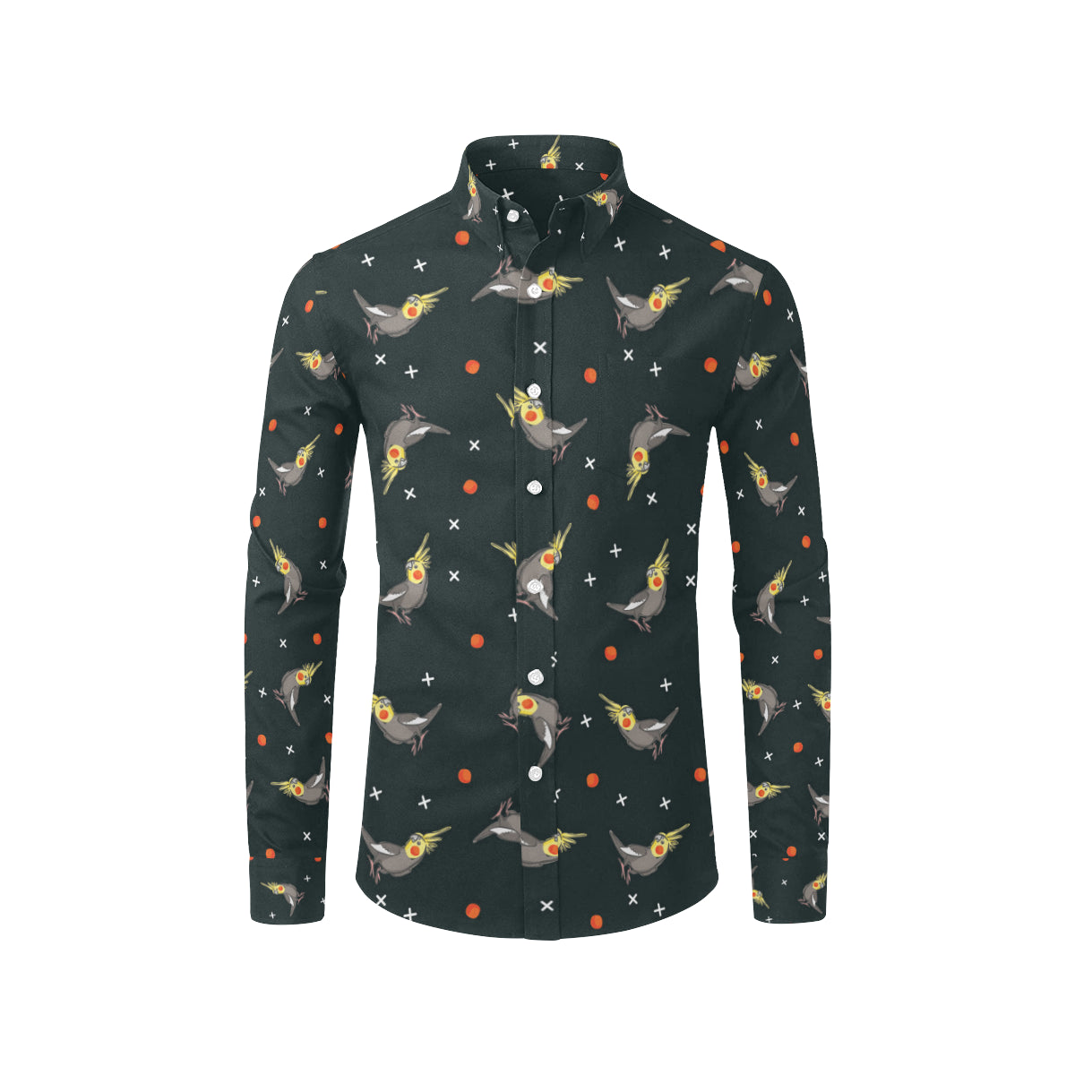 Cockatiel Pattern Print Design 02 Men's Long Sleeve Shirt
