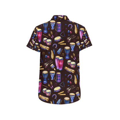 Percussion Neon Pattern Print Design 04 Men's Short Sleeve Button Up Shirt