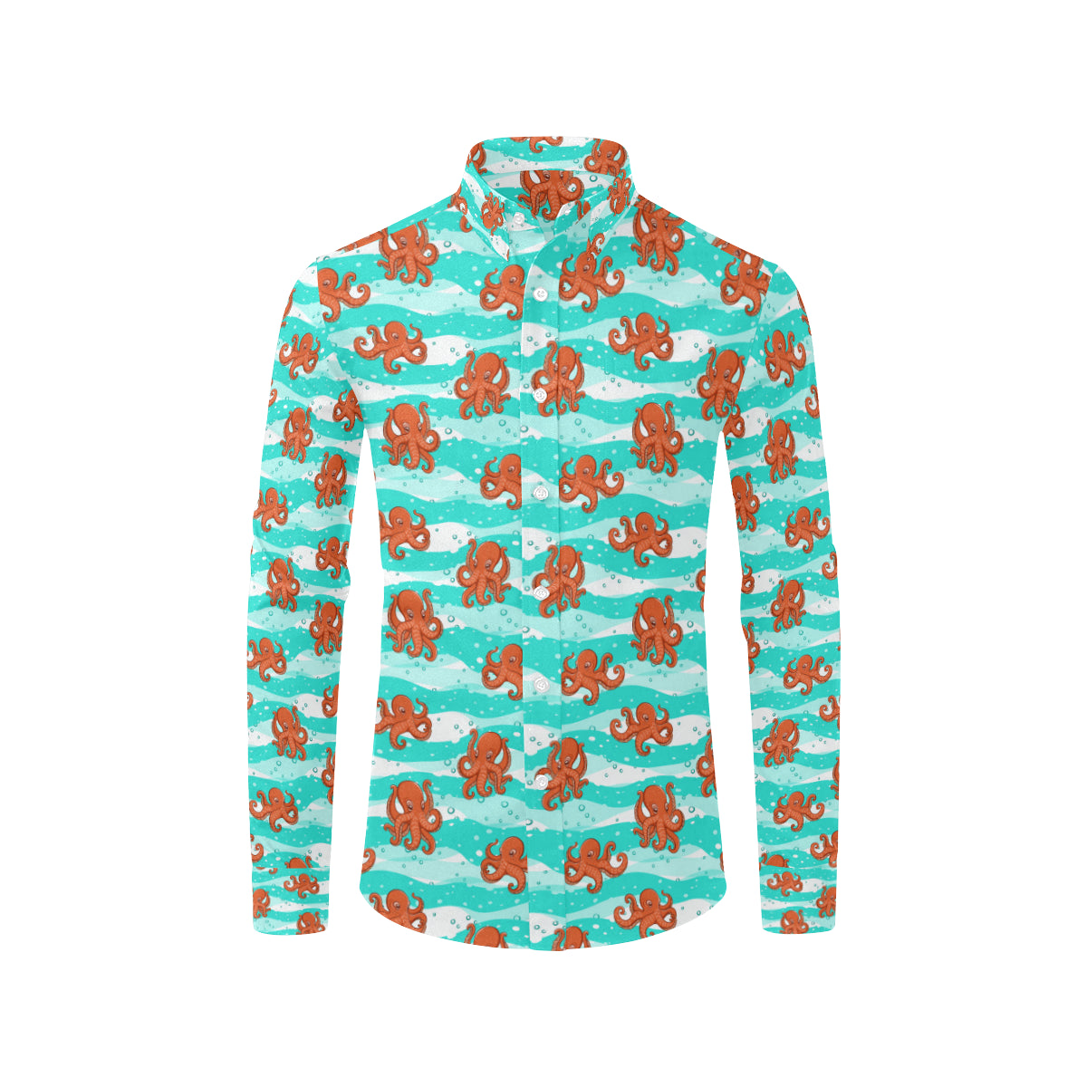 Octopus Cute Design Print Themed Men's Long Sleeve Shirt