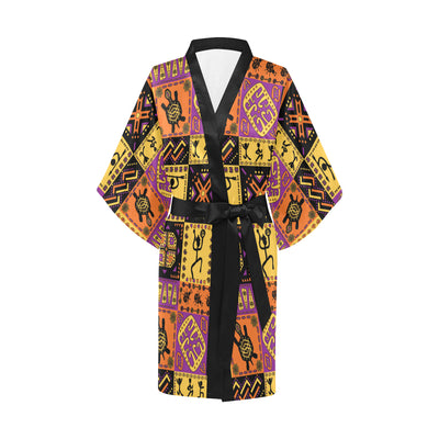 African Pattern Print Design 02 Women's Short Kimono