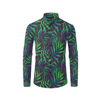 Palm Leaves Pattern Print Design PL01 Men's Long Sleeve Shirt