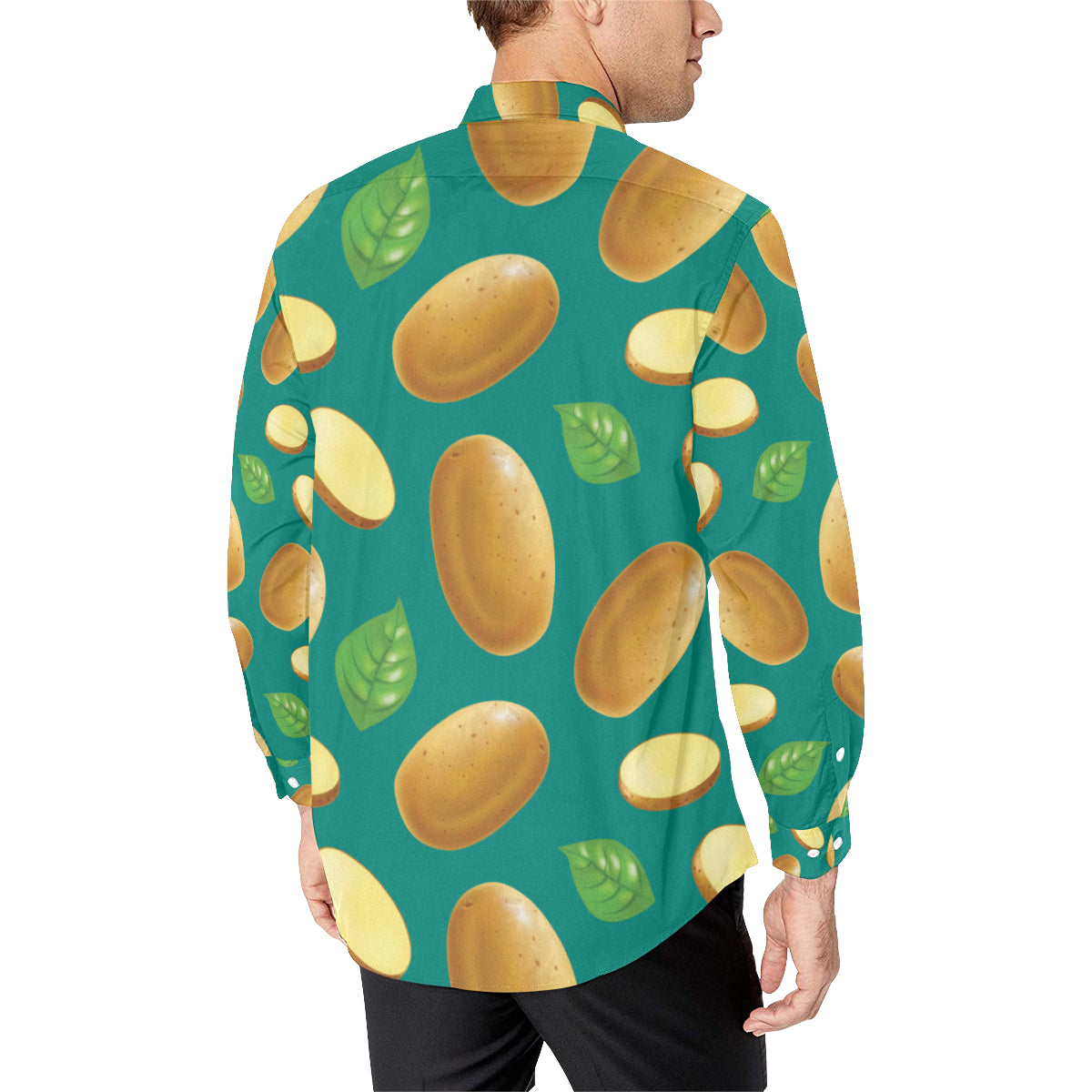 Potato Pattern Print Design A04 Men's Long Sleeve Shirt