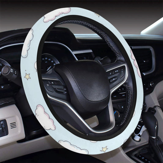 Cloud  Pattern Print Design 01 Steering Wheel Cover with Elastic Edge