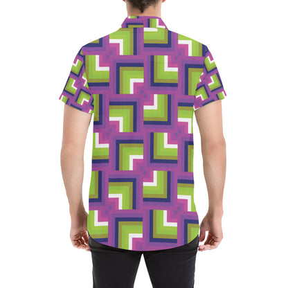 Optical illusion Pattern Print Design A05 Men's Short Sleeve Button Up Shirt