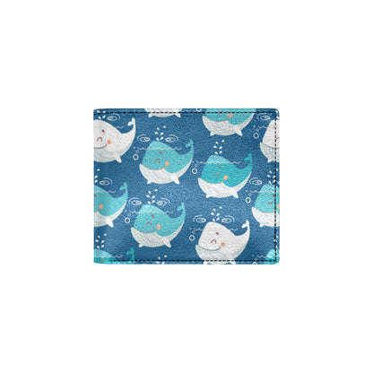 Blue Whale Pattern Print Design 01 Men's ID Card Wallet