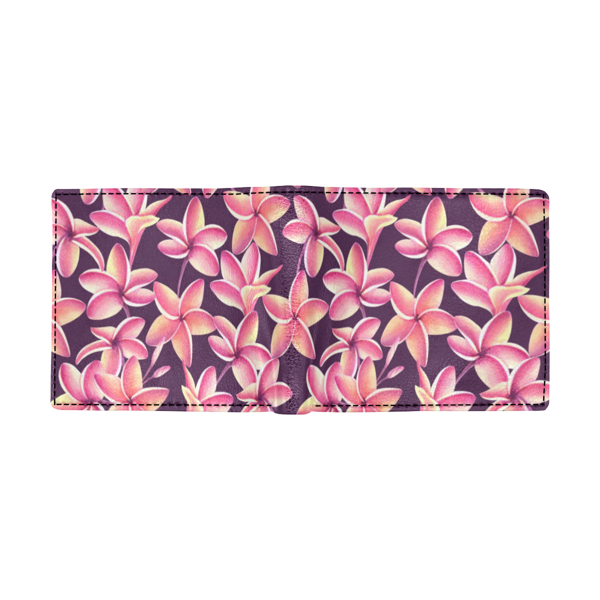 Purple Plumeria Pattern Print Design PM010 Men's ID Card Wallet