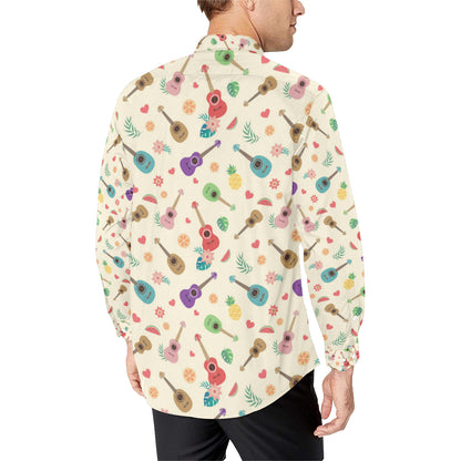 Ukulele Pattern Print Design 01 Men's Long Sleeve Shirt