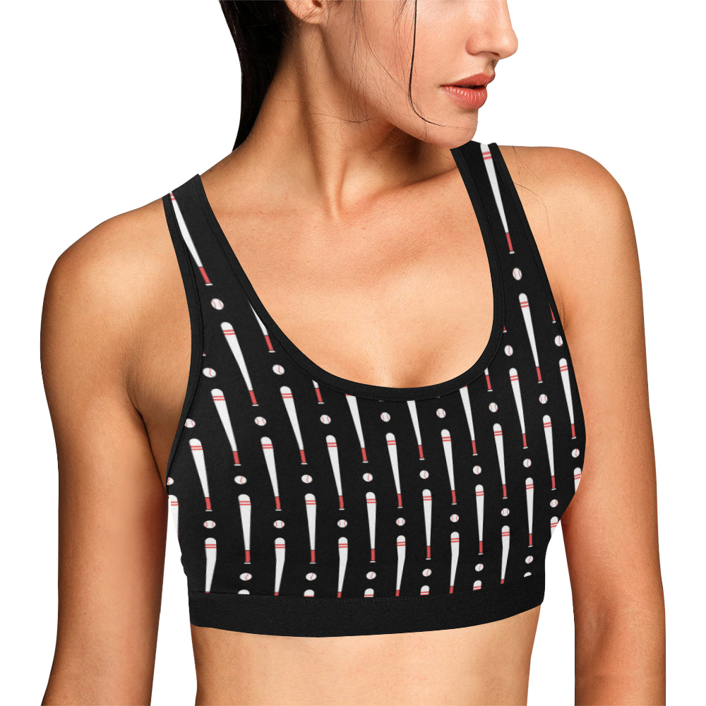 Baseball Pattern Print Design 03 Sports Bra
