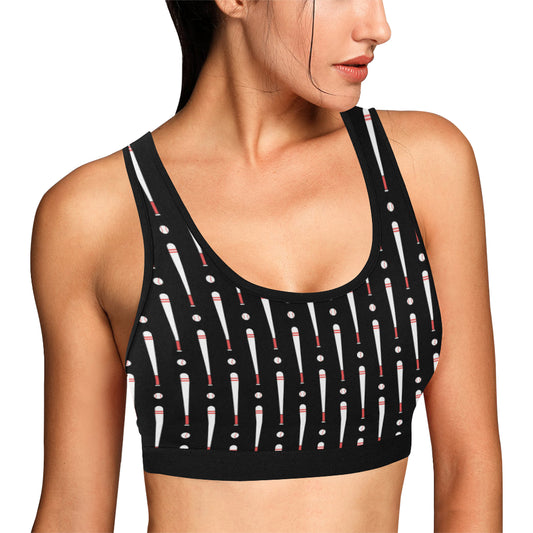 Baseball Pattern Print Design 03 Sports Bra