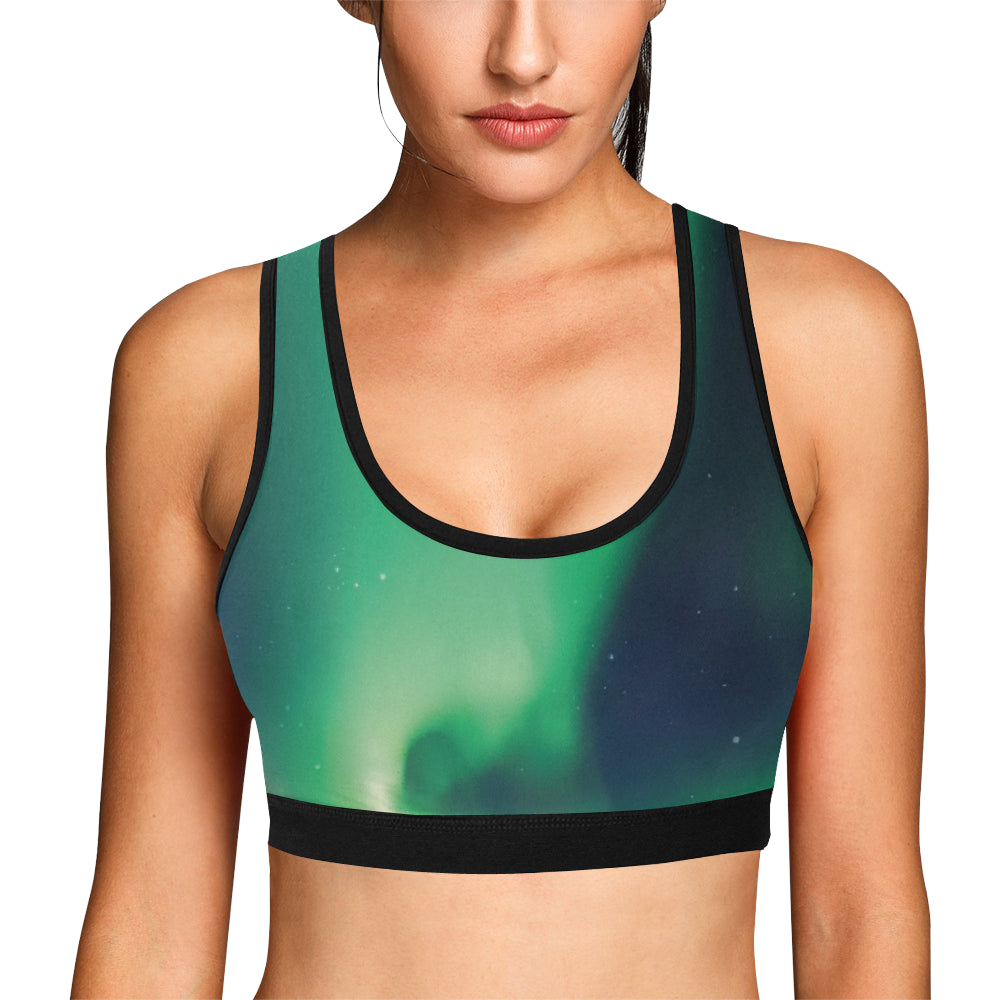Aurora Borealis Pattern Print Design 04 Sports Bra