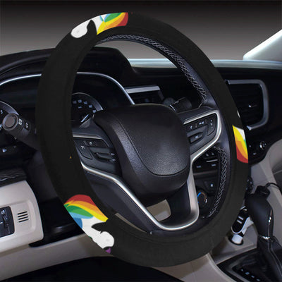 Rainbow Unicorn Pattern Print Design A03 Steering Wheel Cover with Elastic Edge