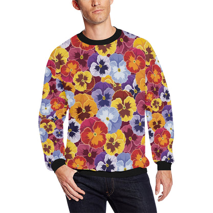 Pansy Pattern Print Design PS01 Men Long Sleeve Sweatshirt