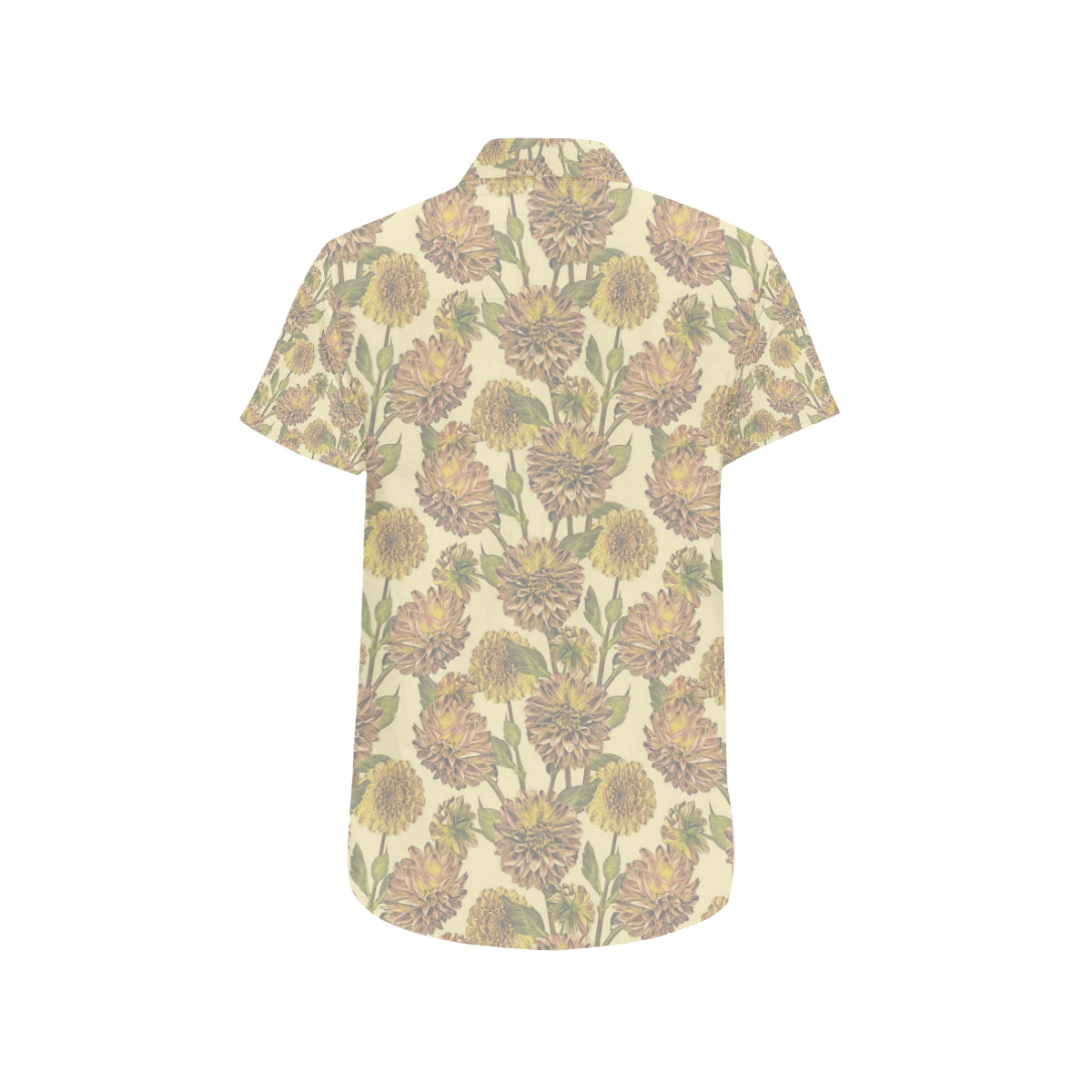 Dahlia Pattern Print Design DH09 Men's Short Sleeve Button Up Shirt