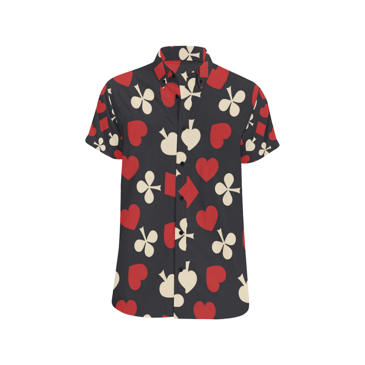 Poker Cards Pattern Print Design A02 Men's Short Sleeve Button Up Shirt