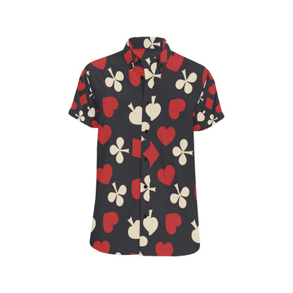 Poker Cards Pattern Print Design A02 Men's Short Sleeve Button Up Shirt