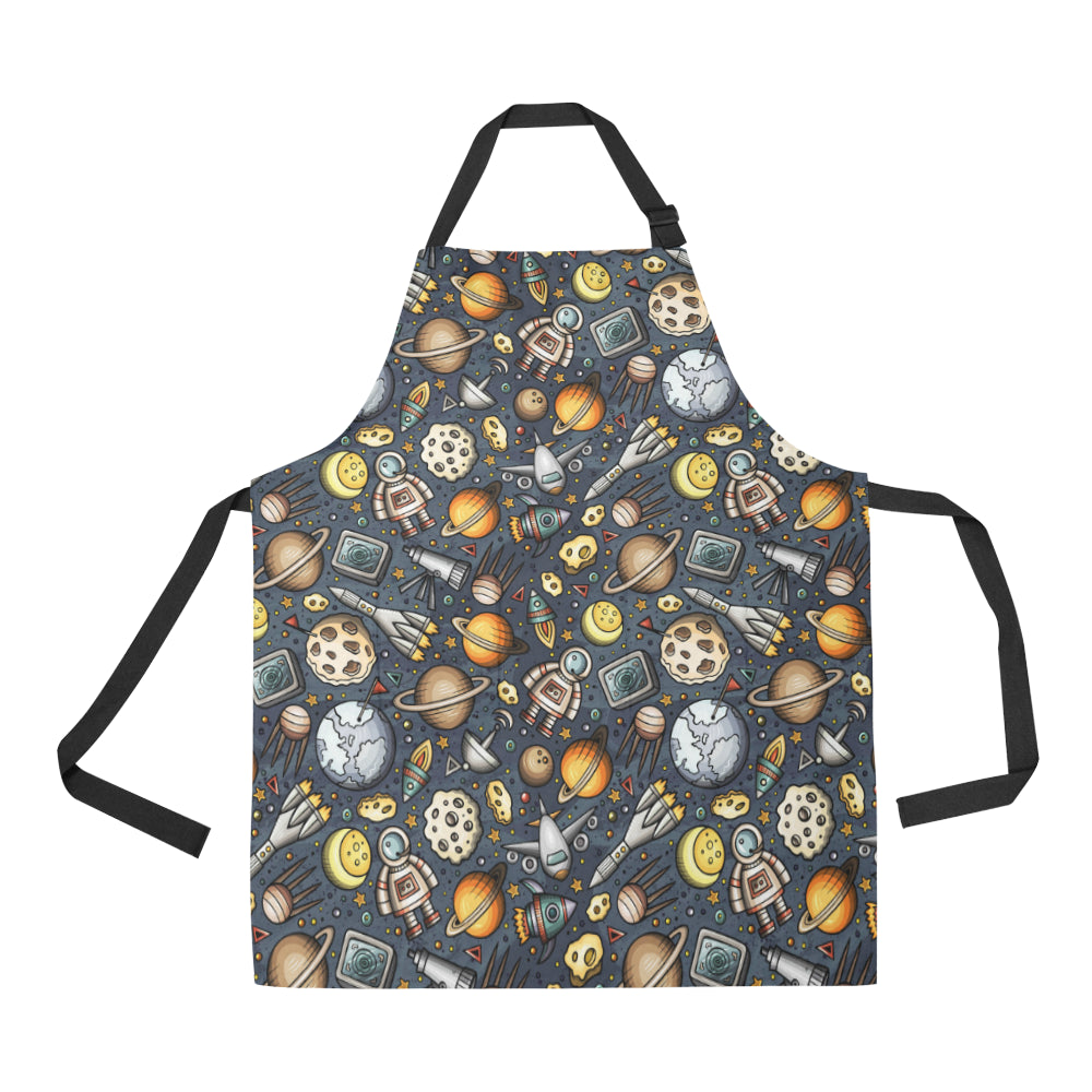 Space Pattern Print Apron with Pocket