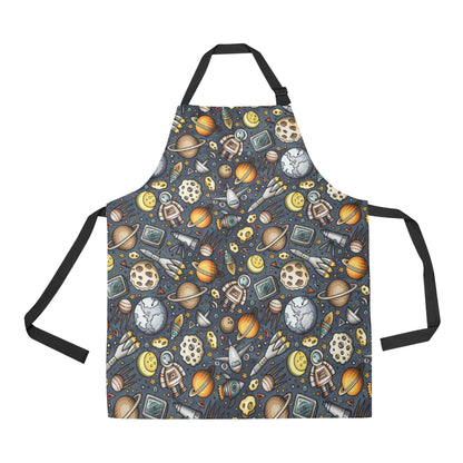 Space Pattern Print Apron with Pocket