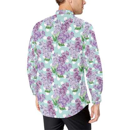 Lilac Pattern Print Design 02 Men's Long Sleeve Shirt