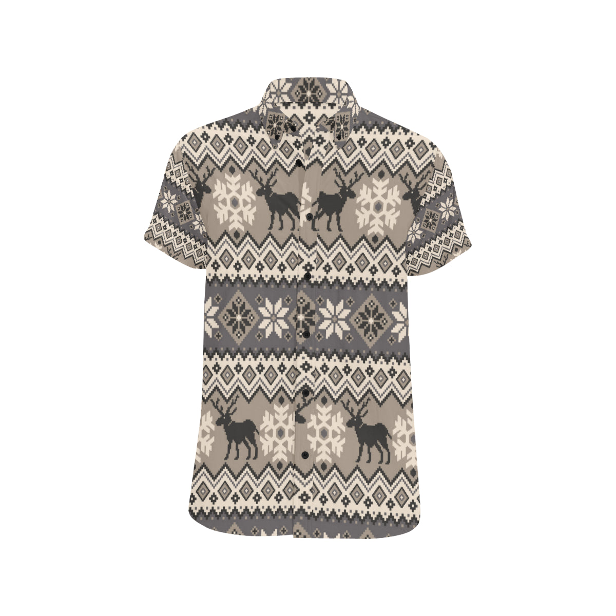 Nordic Pattern Print Design A01 Men's Short Sleeve Button Up Shirt