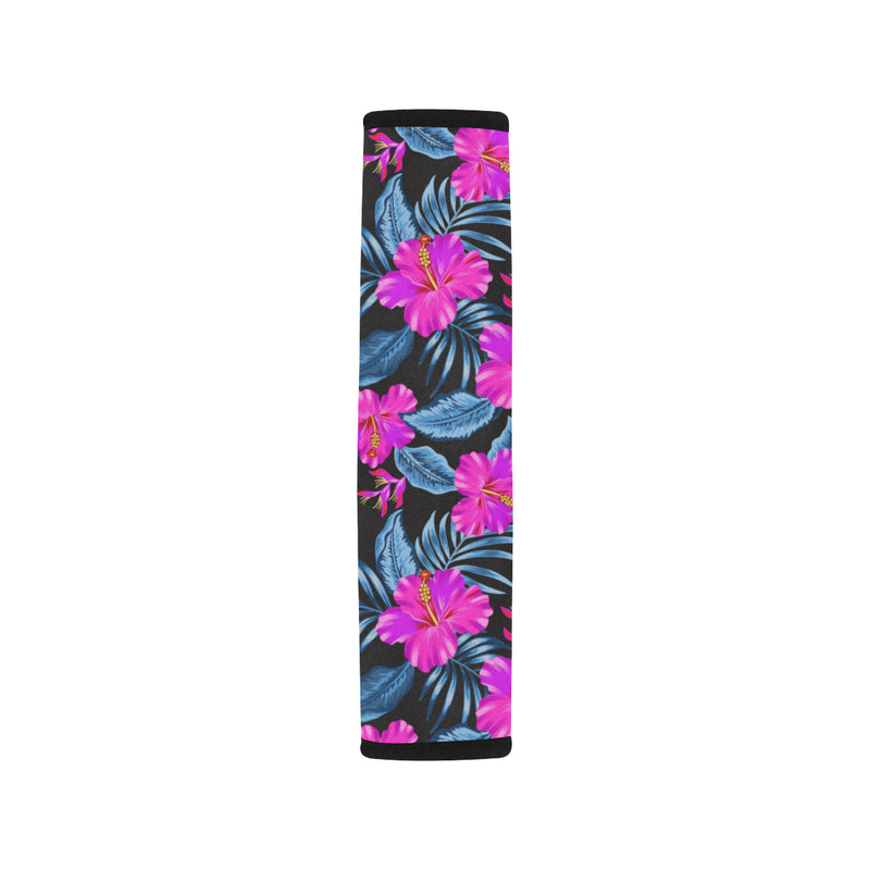 Neon Pink Hibiscus Pattern Print Design HB015 Car Seat Belt Cover