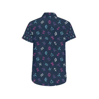 Constellation Pattern Print Design 04 Men's Short Sleeve Button Up Shirt