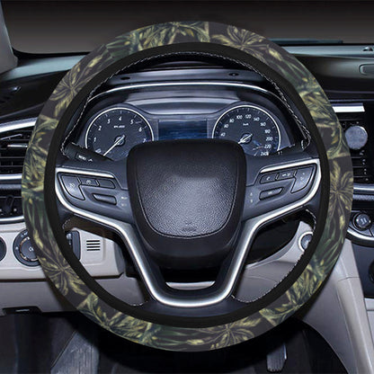 Palm Tree Background Design Print Steering Wheel Cover with Elastic Edge