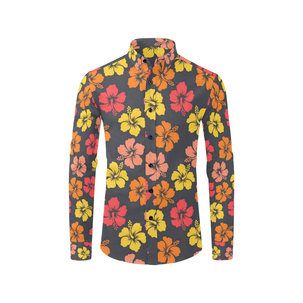 Hibiscus Pattern Print Design HB024 Men's Long Sleeve Shirt