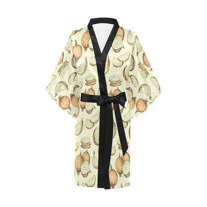 Onion Pattern Print Design A02 Women's Short Kimono