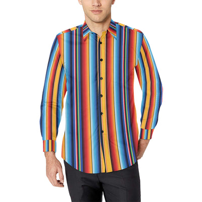 Mexican Blanket Stripe Print Pattern Men's Long Sleeve Shirt