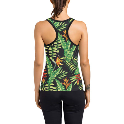 Hawaiian Flower Tropical Palm Leaves Women's Racerback Tank Top