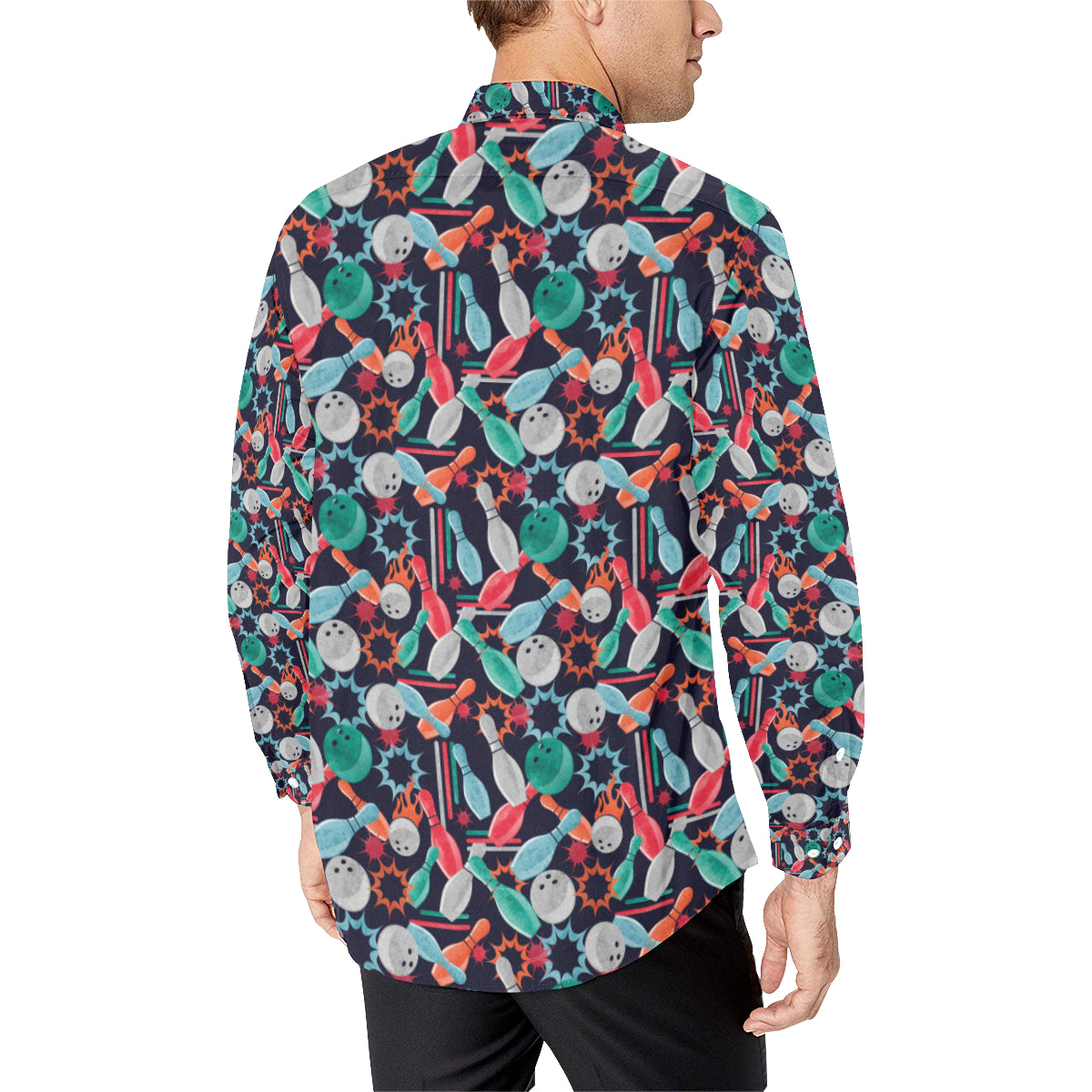 Bowling Pattern Print Design 08 Men's Long Sleeve Shirt