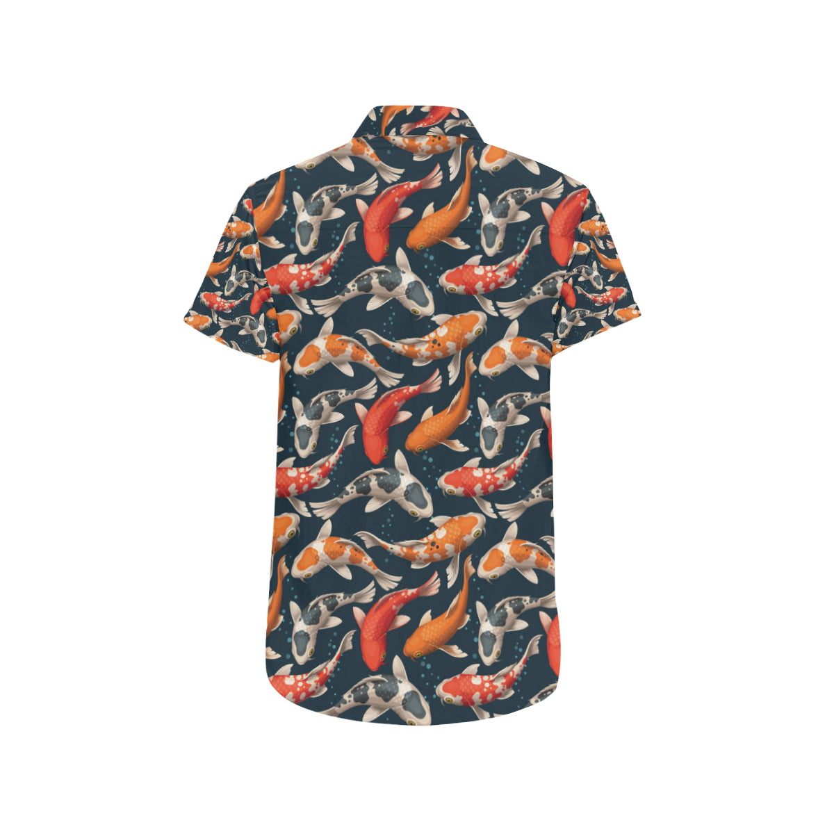 Koi Carp Cute Design Themed Print Men's Short Sleeve Button Up Shirt
