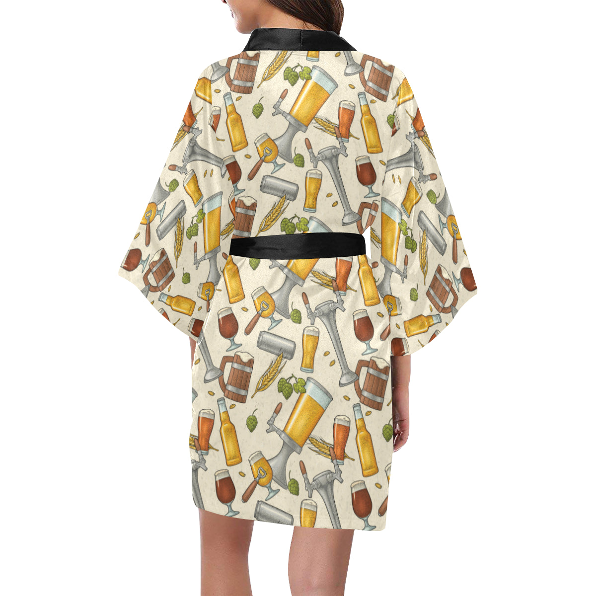 Beer Pattern Print Design 05 Women's Short Kimono