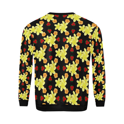 Yellow Plumeria Pattern Print Design PM04 Men Long Sleeve Sweatshirt