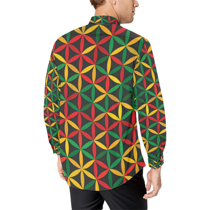 Rasta Pattern Print Design A04 Men's Long Sleeve Shirt