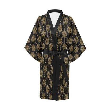 Aztec Wolf Pattern Print Design 04 Women's Short Kimono