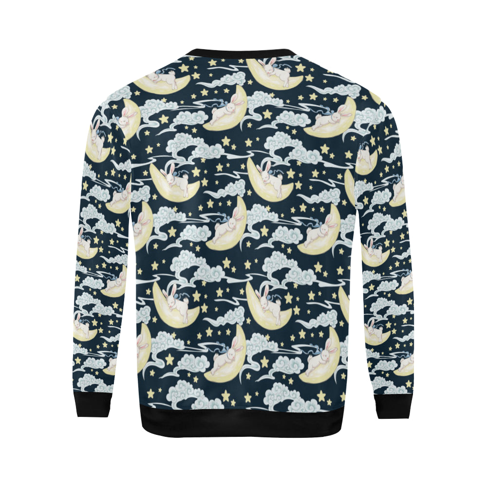 Rabbit Sleeping Pattern Print Design RB08 Men Long Sleeve Sweatshirt