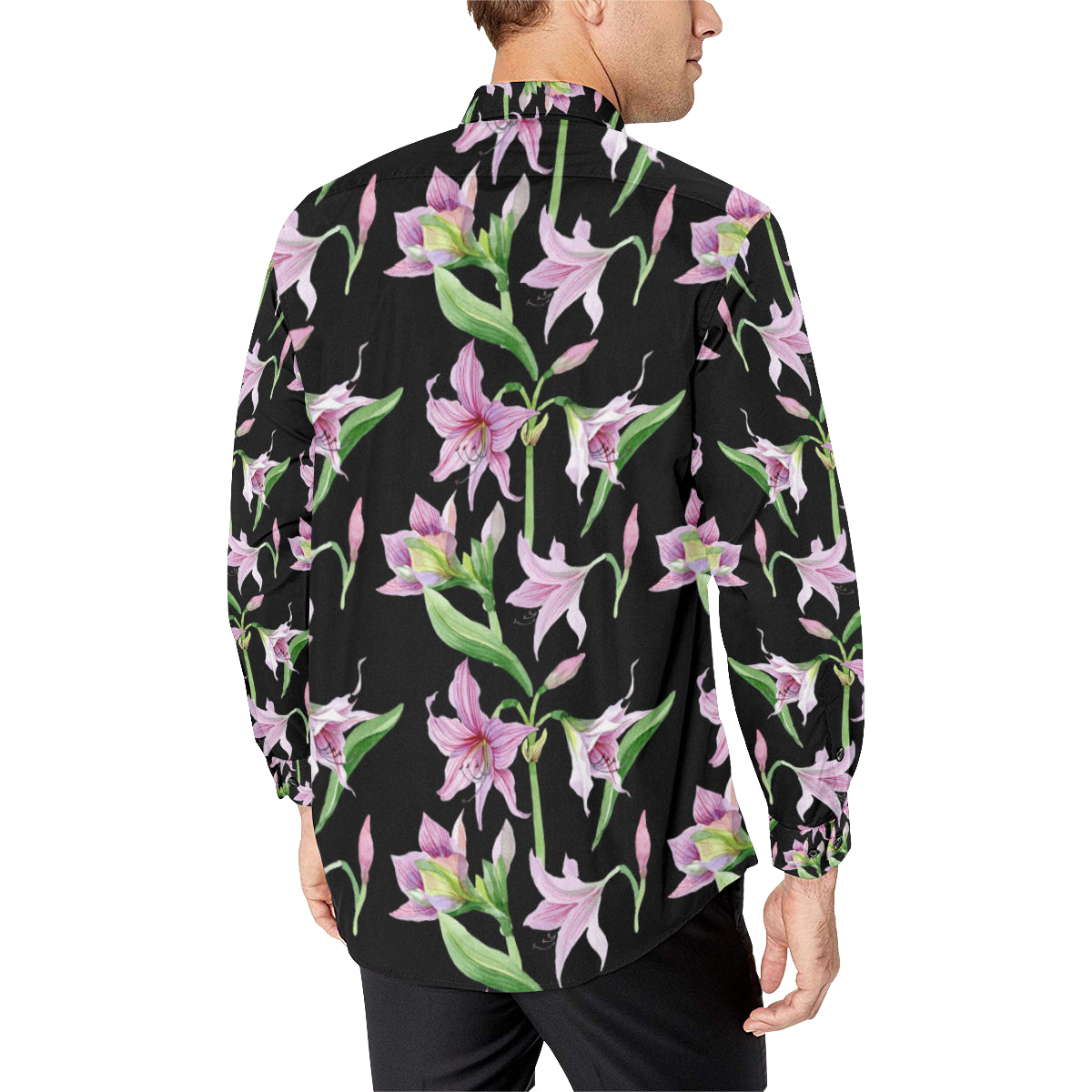 Amaryllis Pattern Print Design AL08 Men's Long Sleeve Shirt