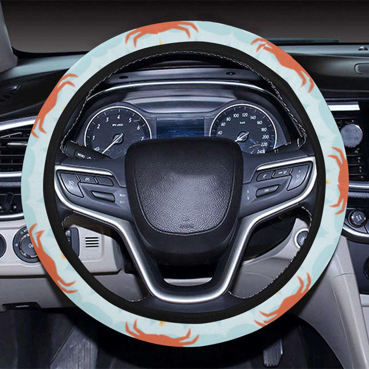 Crab Pattern Print Design 03 Steering Wheel Cover with Elastic Edge