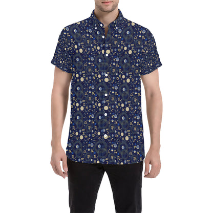 ZodiacThemed Design Print Men's Short Sleeve Button Up Shirt