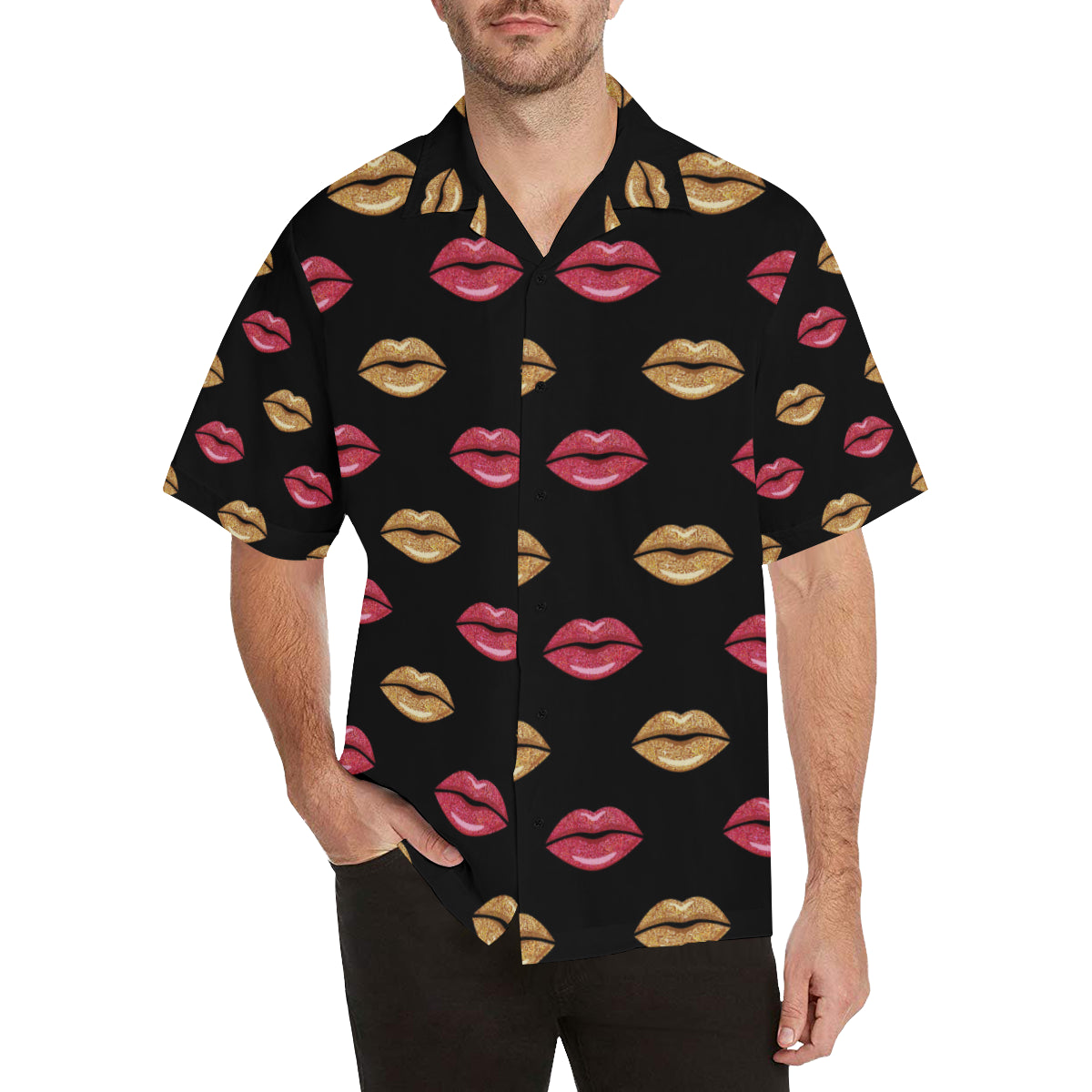 Lip Pattern Print Design 03 Men's Hawaiian Shirt