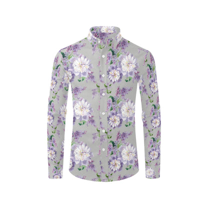 Lilac Pattern Print Design LI07 Men's Long Sleeve Shirt
