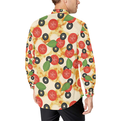 Pizza Pattern Print Design A05 Men's Long Sleeve Shirt
