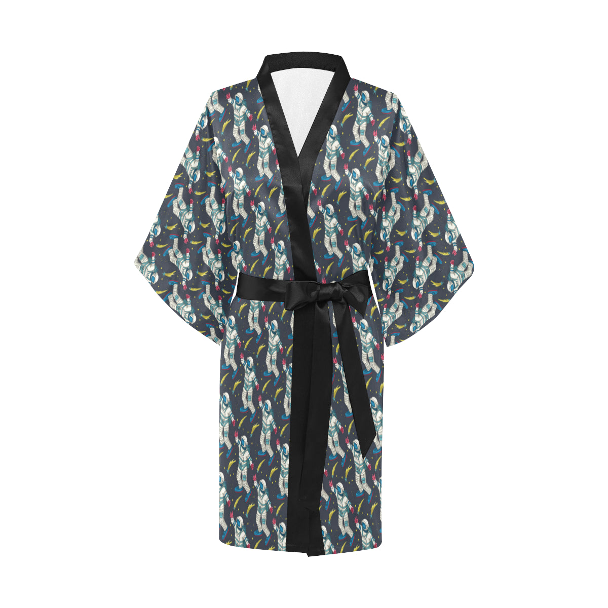 Astronaut Pattern Print Design 04 Women's Short Kimono