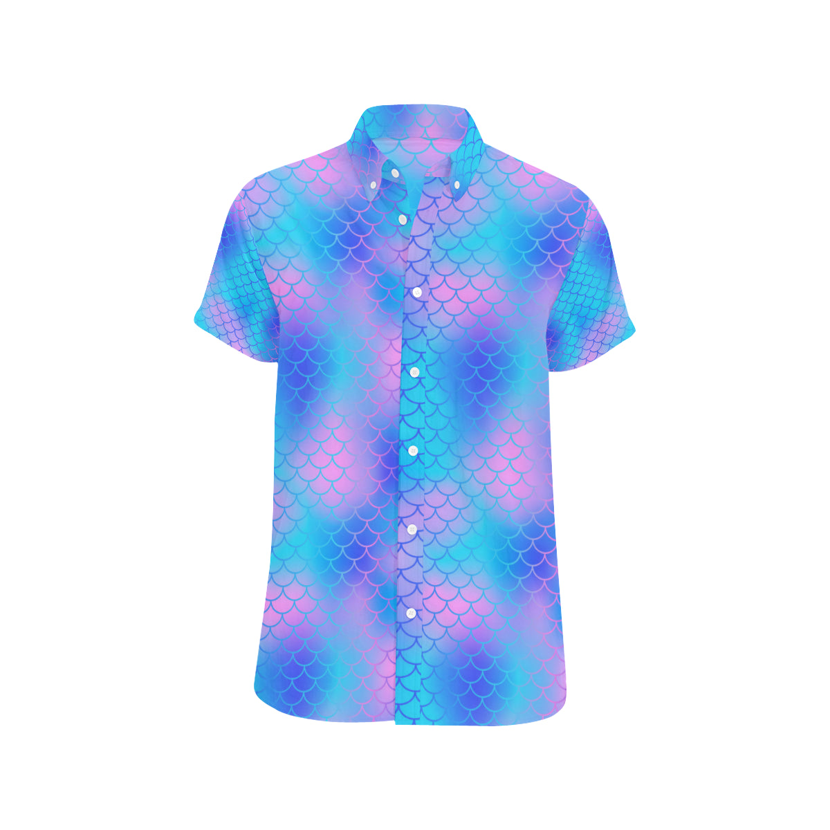 Mermaid Scales Pattern Print Design 04 Men's Short Sleeve Button Up Shirt